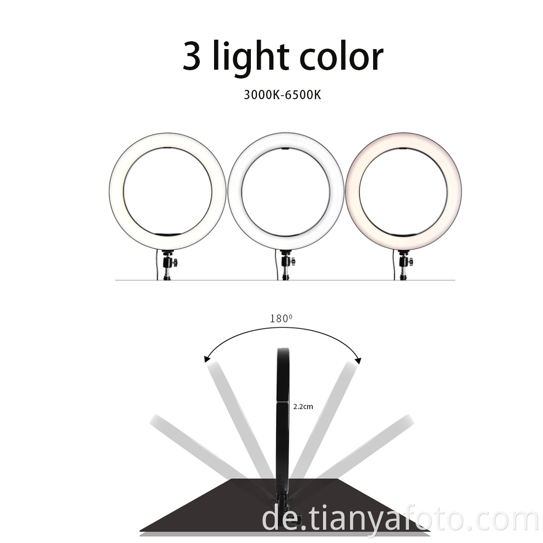 6 Zoll Photogrphy LED Ringlicht Kunststoff Schwarz Mini Ringlicht für Foto